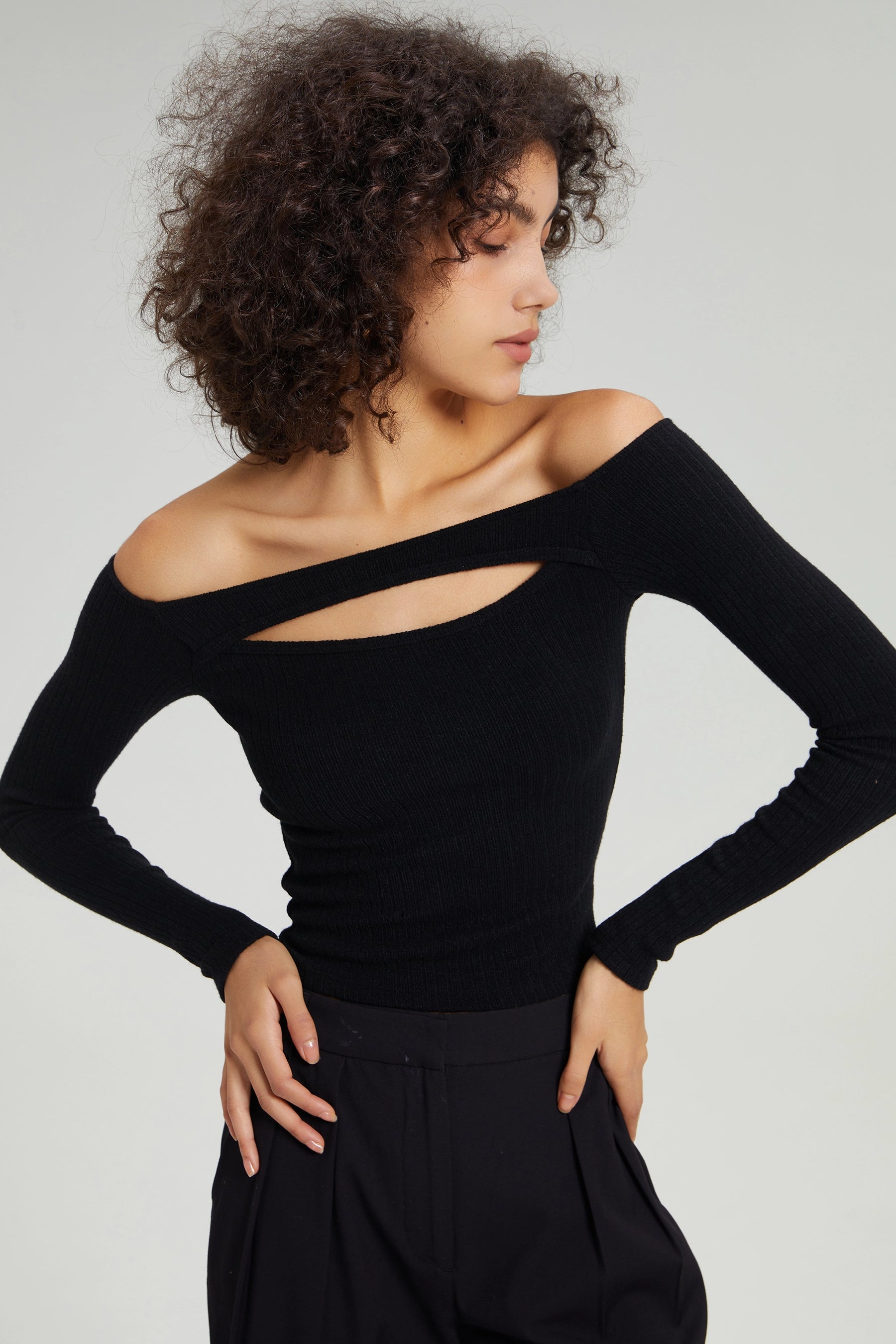 Italian Top Italian Designer Black Knit Top|Off Shoulder Knit Top| Avrà MILANO
